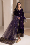 AJ-1005 Luxury Embroidered 9000 Micro Valvet 3Pec Suit With Embroidered Organza dopatta.